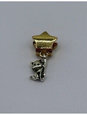 Gold Star Large Hole Bead Charm Dangle Cat European Snake Chain Bracelet